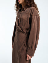 Lemaire - Straight Collar Twisted Dress in Brunette