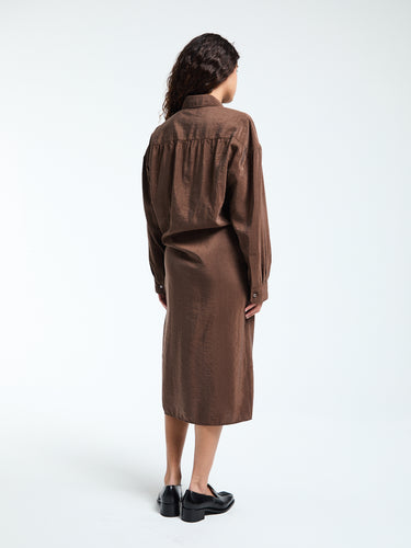 Lemaire - Straight Collar Twisted Dress in Brunette