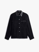 Lemaire - Workwear Overshirt With Leather Collar in Black