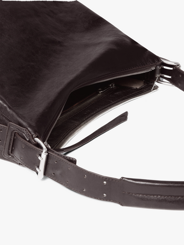 Small Belted Hobo Bag in Dark Chocolate