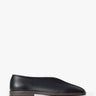 Lemaire - Flat Piped Slippers in Leather in Black and Dark Chocolate