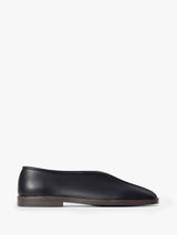 Lemaire - Flat Piped Slippers in Leather in Black and Dark Chocolate