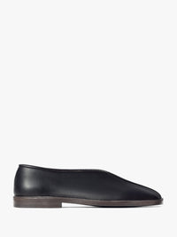 Lemaire - Flat Leather Piped Slippers in Black and Dark Chocolate