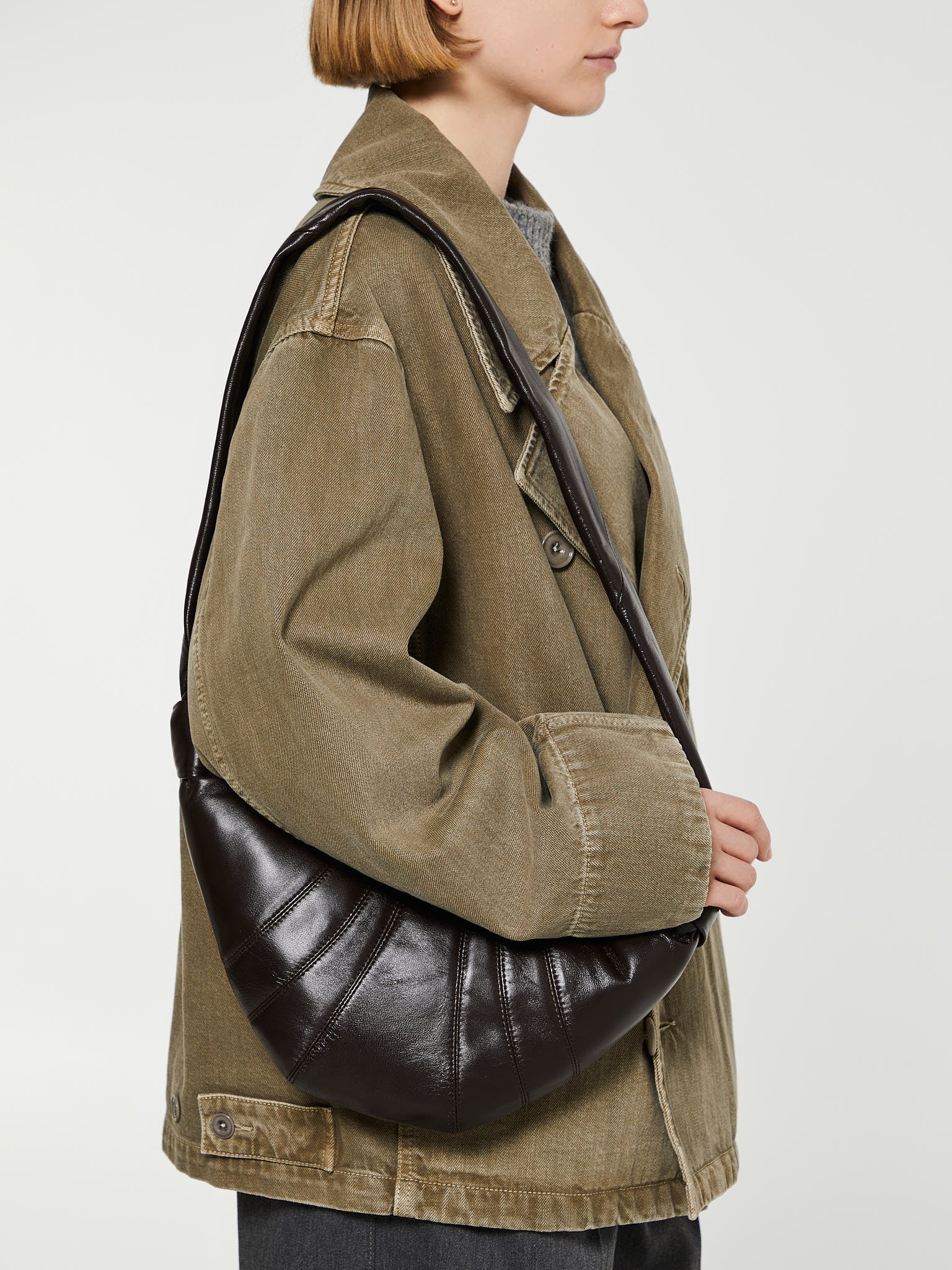 Lemaire - Small Croissant Bag in Dark Brown