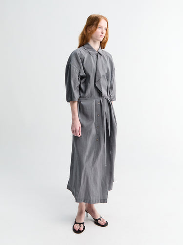 Asymmetrical Shirt Dress in Aluminium - 36 Asymmetrical Shirt Dress in Aluminium - 36