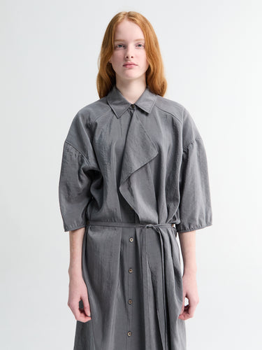 Asymmetrical Shirt Dress in Aluminium - 36 Asymmetrical Shirt Dress in Aluminium - 36