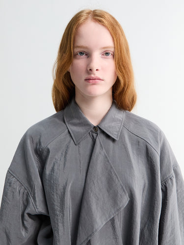 Asymmetrical Shirt Dress in Aluminium - 36 Asymmetrical Shirt Dress in Aluminium - 36
