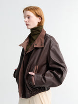 Lemaire - Soft Leather Blouson Jacket in Chocolate