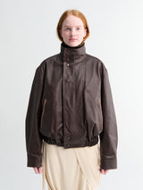 Lemaire - Soft Leather Blouson Jacket in Chocolate