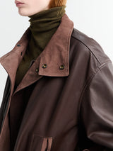 Lemaire - Soft Leather Blouson Jacket in Chocolate