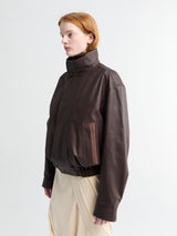 Lemaire - Soft Leather Blouson Jacket in Chocolate