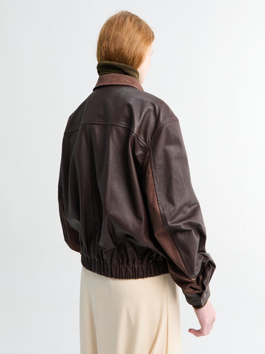 Lemaire - Soft Leather Blouson Jacket in Chocolate