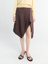 Lemaire - Creased Foulard Skirt in Glossy Brown