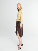 Lemaire - Creased Foulard Skirt in Glossy Brown