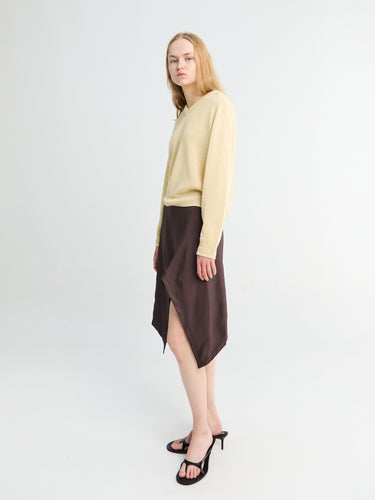 Lemaire - Creased Foulard Skirt in Glossy Brown