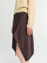 Lemaire - Creased Foulard Skirt in Glossy Brown