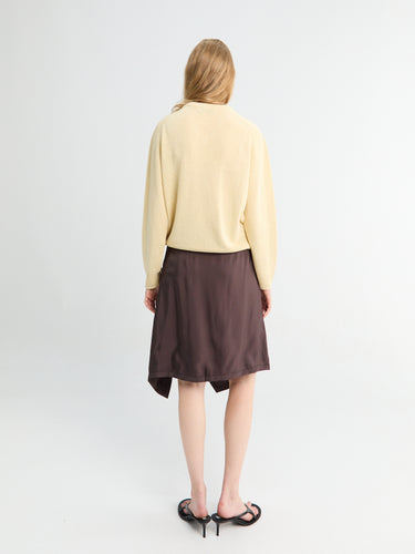 Lemaire - Creased Foulard Skirt in Glossy Brown