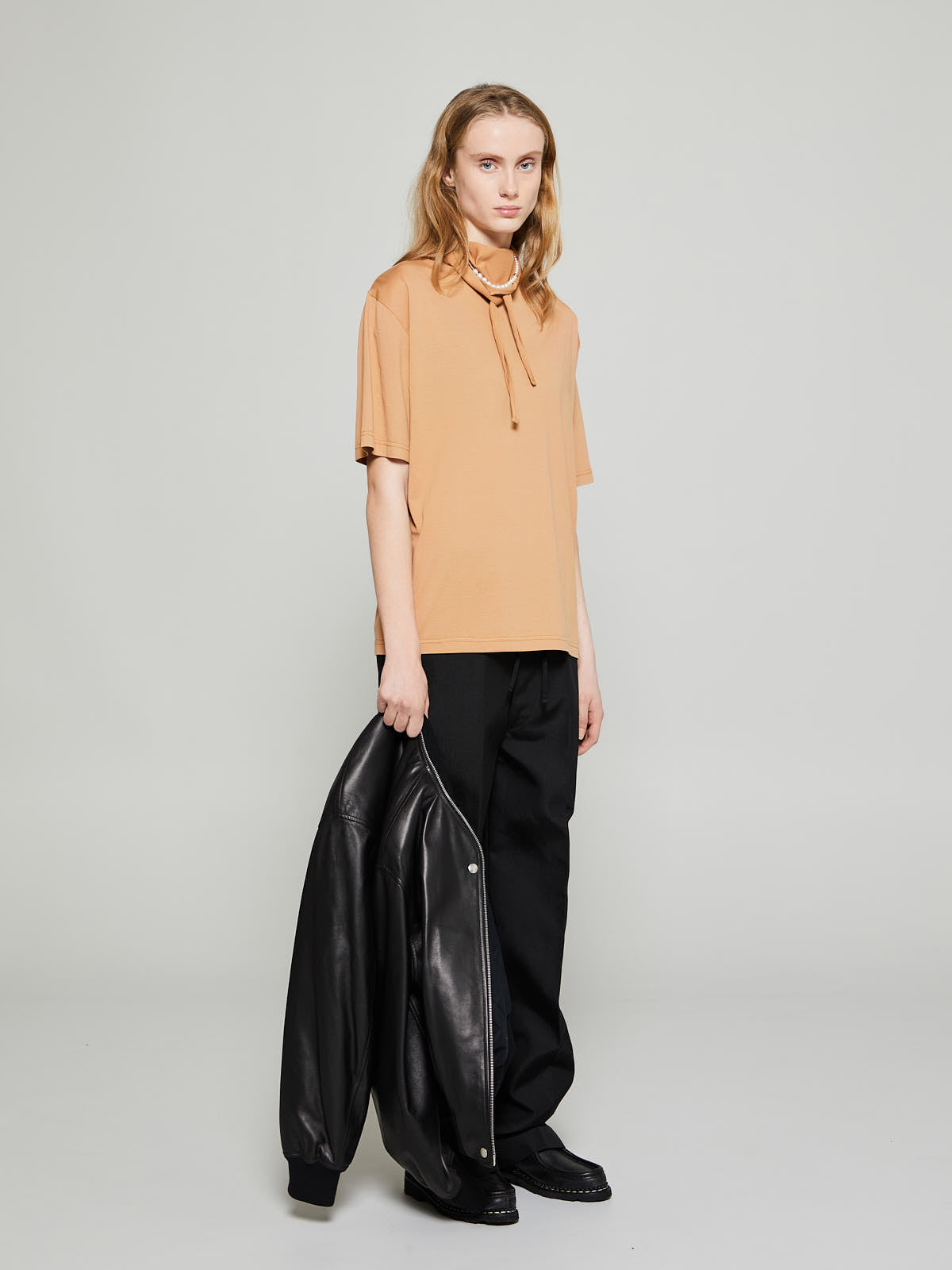 T-Shirt With Foulard in Burnt Sand