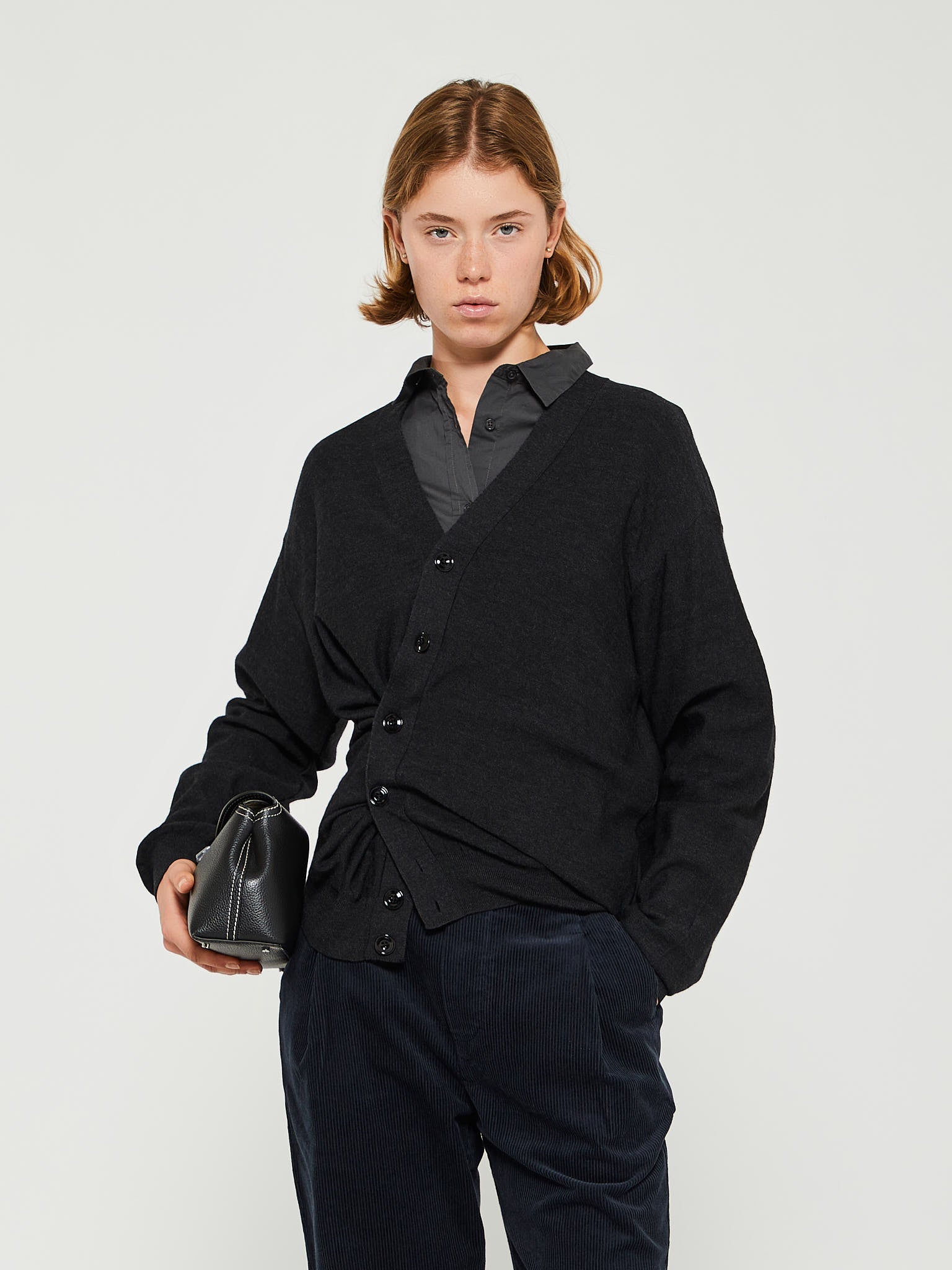 Lemaire - Relaxed Twisted Cardigan in Anthracite Grey