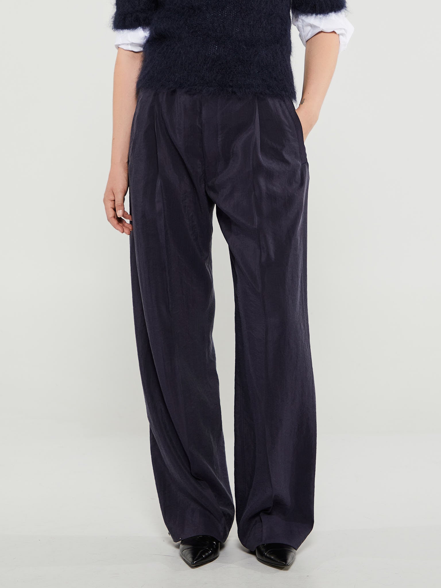 Lemaire - Belted Relaxed Pants in Midnight Violet