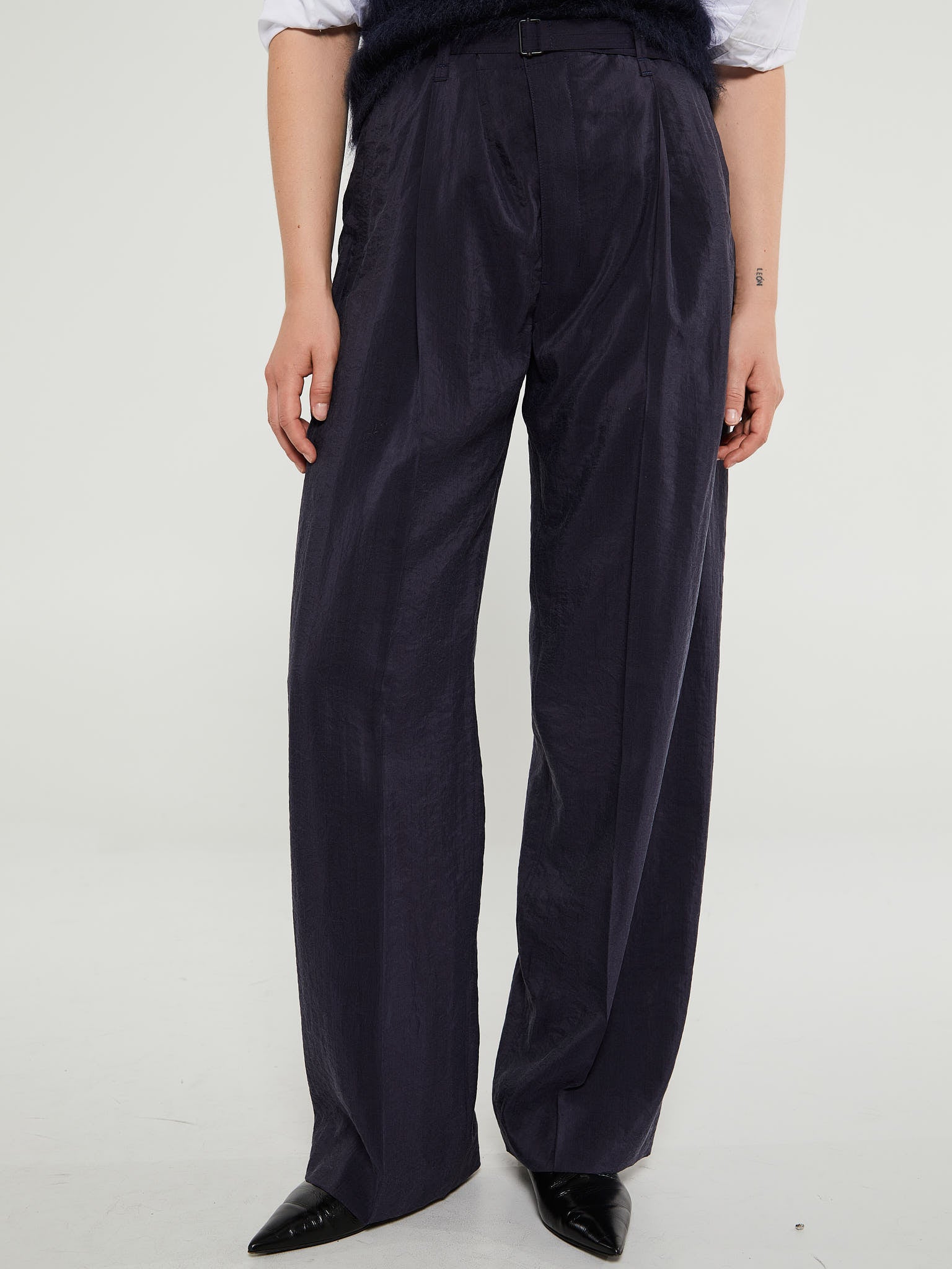 Lemaire - Belted Relaxed Pants in Midnight Violet