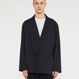 Double Breasted Workwear Jacket in Jet Black