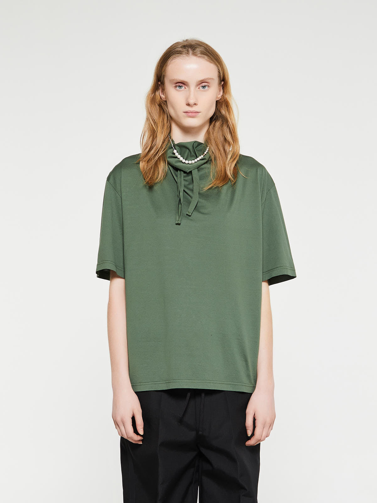 Lemaire - T-Shirt With Foulard in Smoky Green