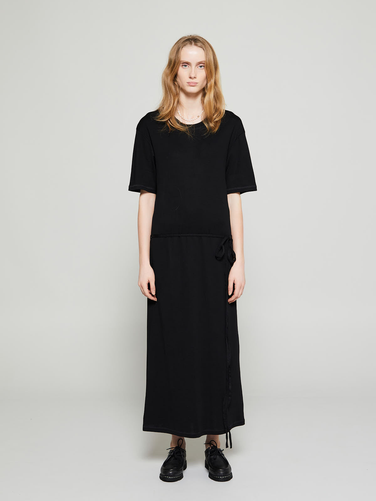 Lemaire - Belted Rib T-Shirt Dress in Black