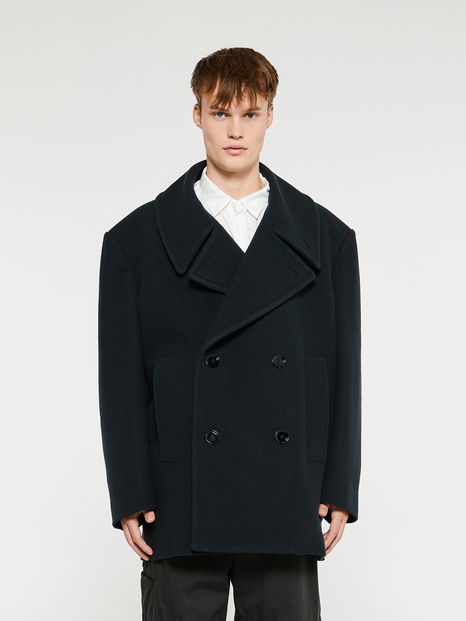 Lemaire - Maxi Pea Coat in Midnight Green