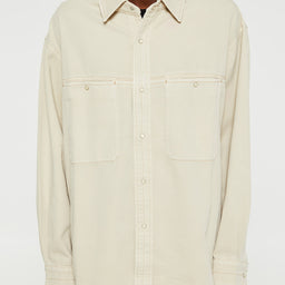 Lemaire - Denim Shirt with Snaps in Denim Snow Oat