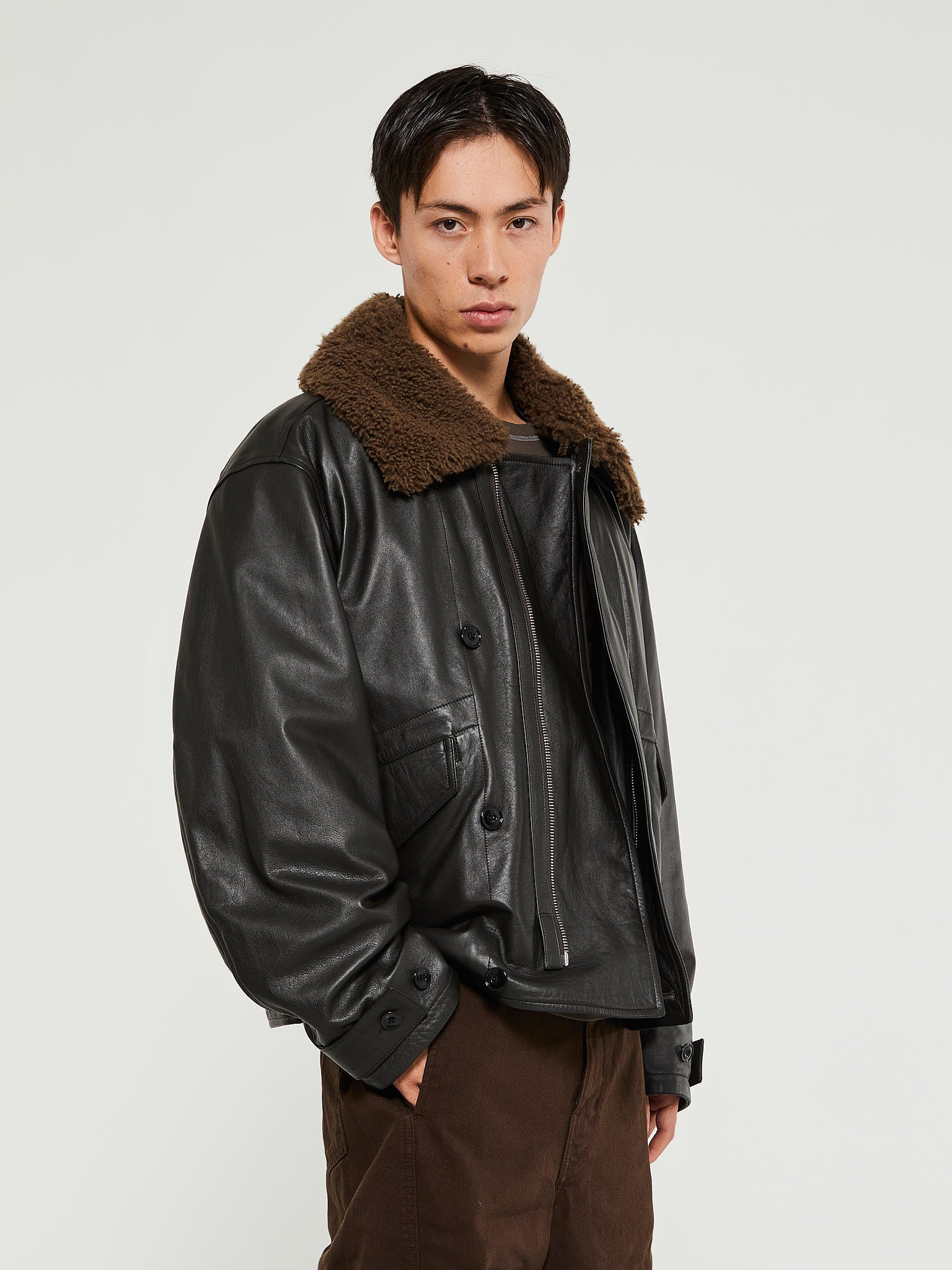 Lemaire - Quilted Leather Blouson in Dark Espresso