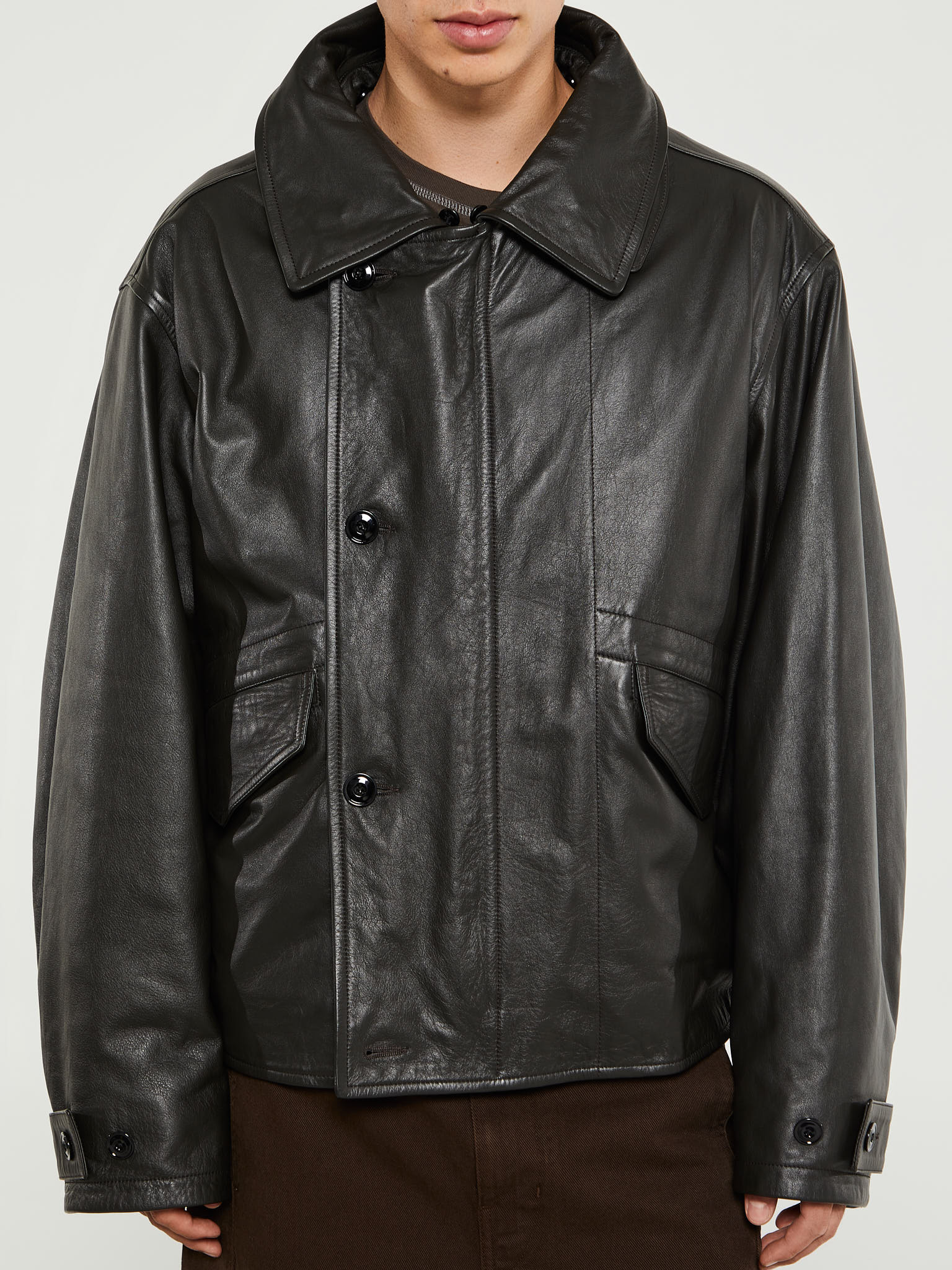 Lemaire - Quilted Leather Blouson in Dark Espresso