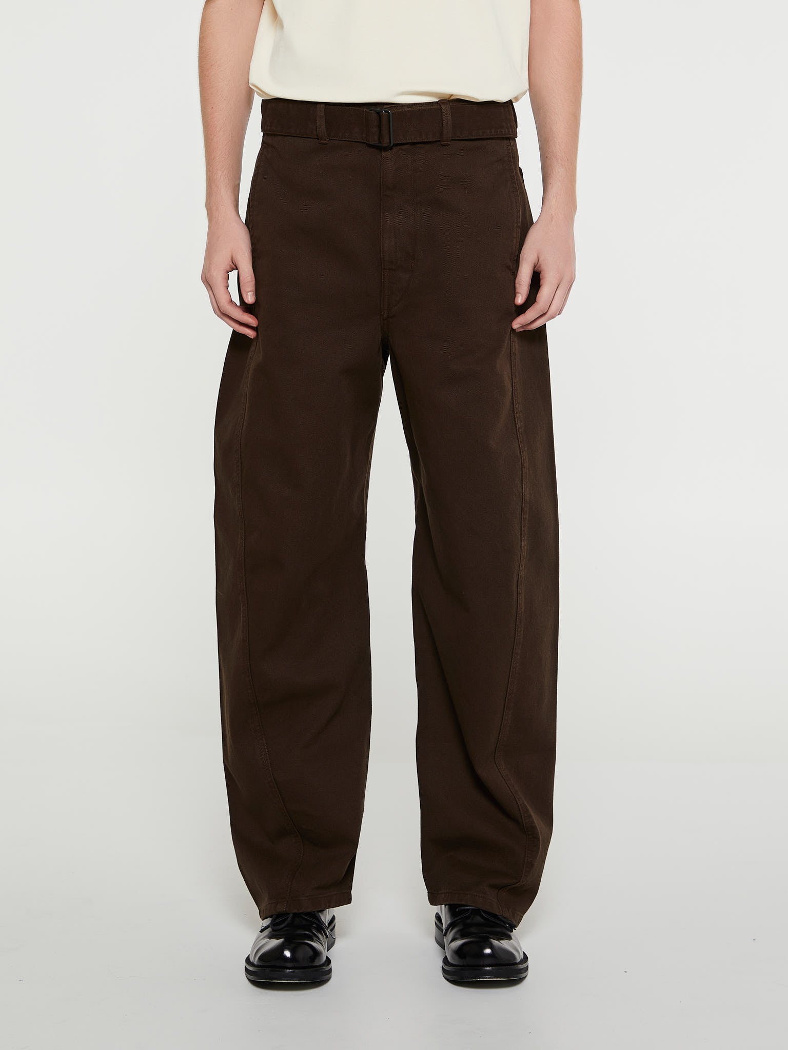 Twisted Belted Pants in Dark Brown