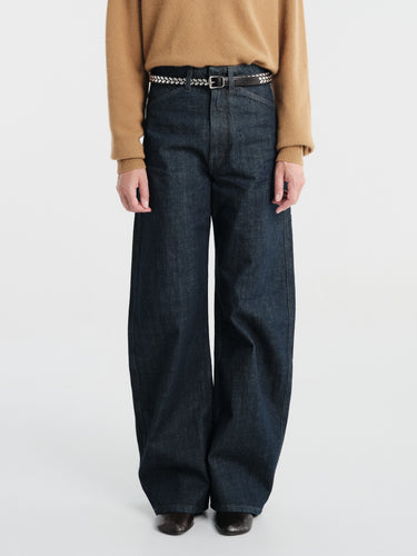 Lemaire - High Waisted Curved Pants in Denim Indigo