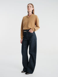 Lemaire - High Waisted Curved Pants in Denim Indigo