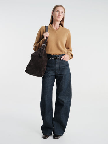 Lemaire - High Waisted Curved Pants in Denim Indigo