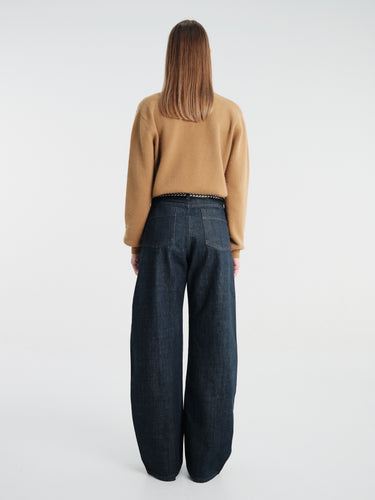 Lemaire - High Waisted Curved Pants in Denim Indigo