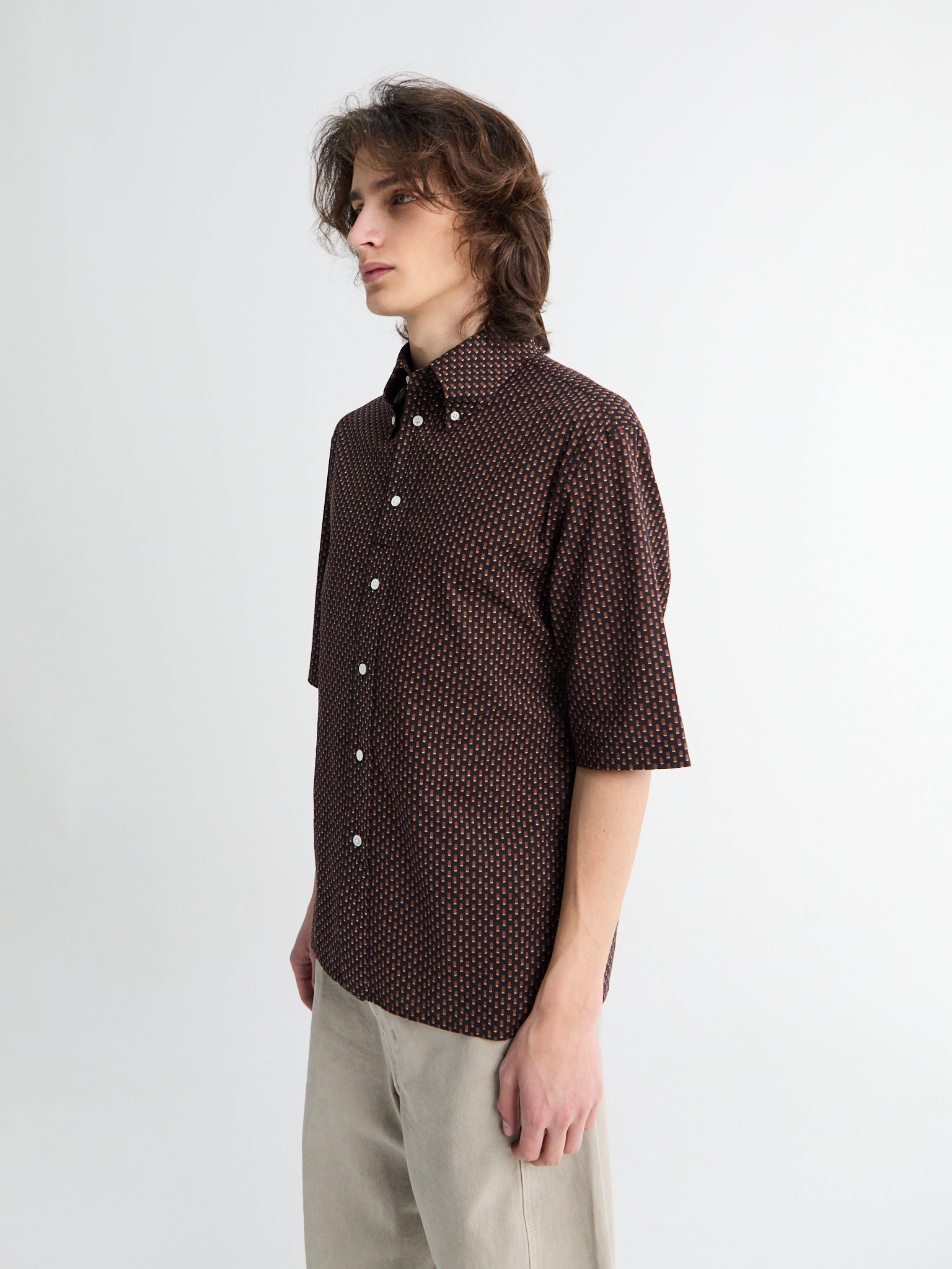 brown short sleeve dress shirt Renuar Women's Luxe Short Sleeve Tie-Front Button-Down Shirt