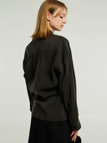 Lemaire - Straight Collar Twisted Shirt in Dark Espresso