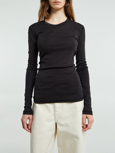 Lemaire - Rib Long Sleeve T-Shirt in Squid Ink