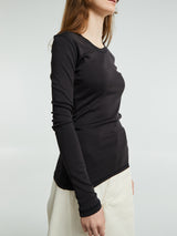 Lemaire - Rib Long Sleeve T-Shirt in Squid Ink