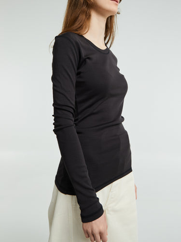Lemaire - Rib Long Sleeve T-Shirt in Squid Ink