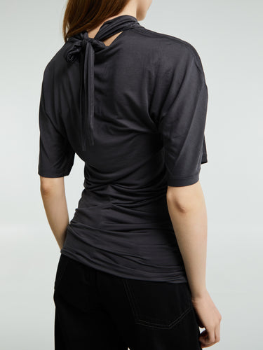 Lemaire - Short Sleeve Foulard Top in Charcoal