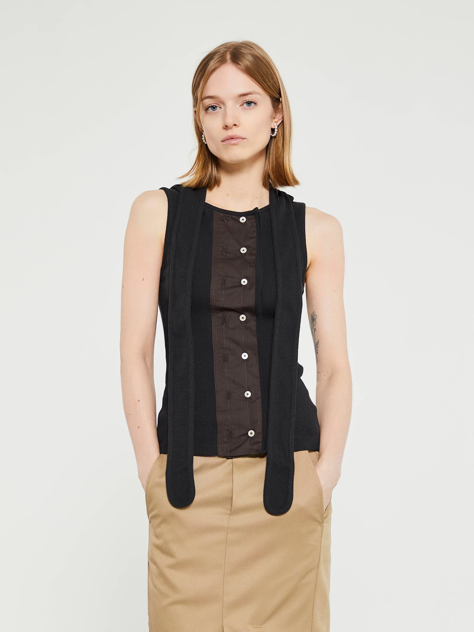 Lemaire - Asymmetrical Fitted Top in Jet Black