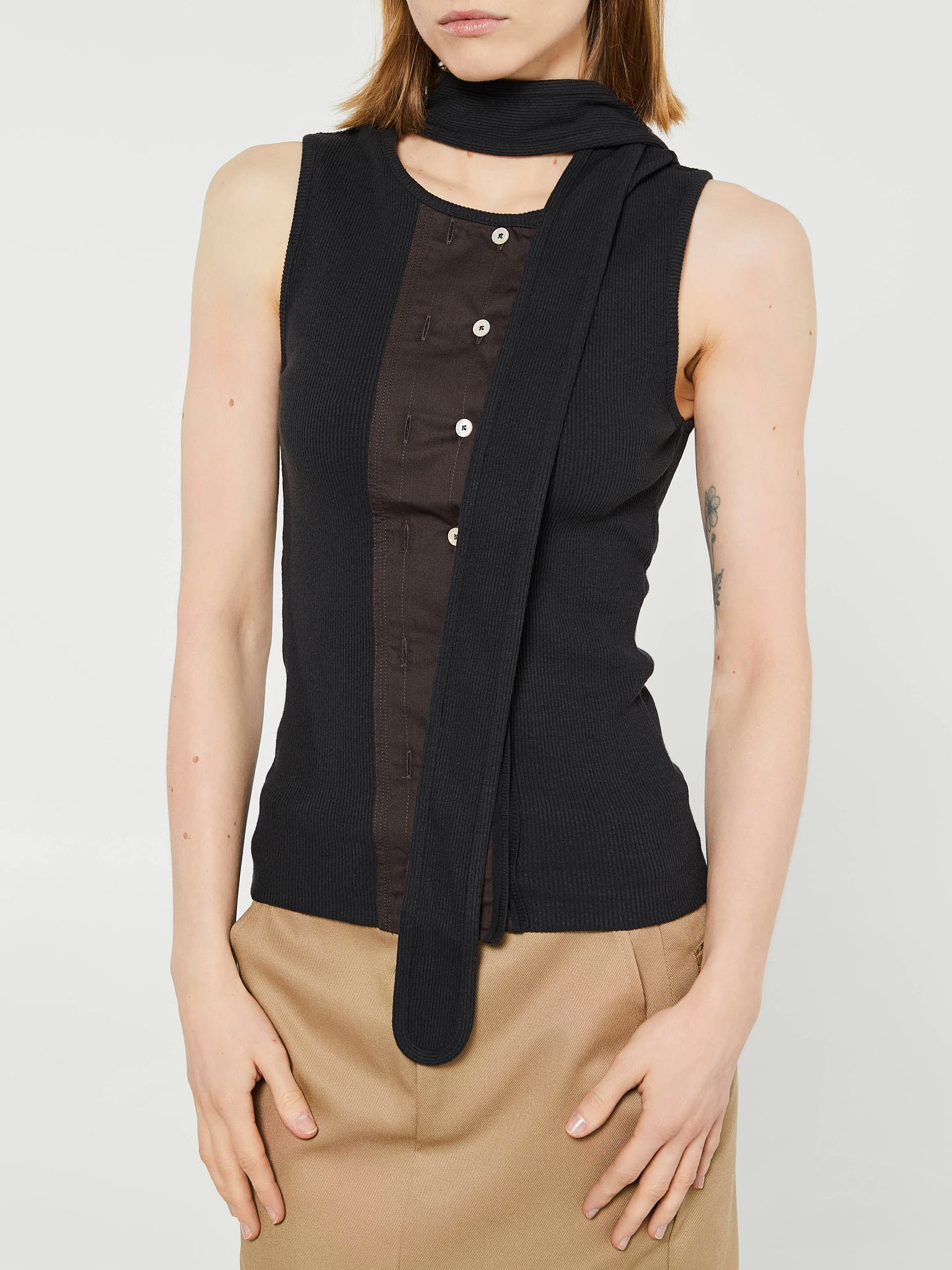 Lemaire - Asymmetrical Fitted Top in Jet Black