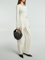 Lemaire - Twisted Belted Pants in Snowy Off-White