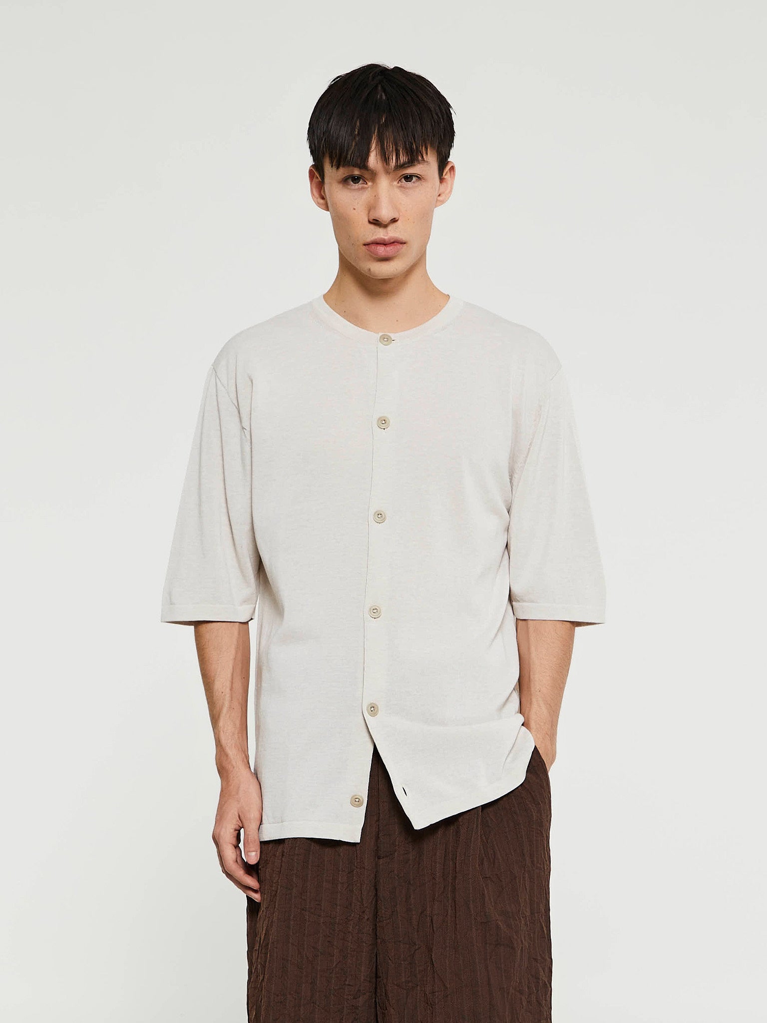 Lemaire - Short Sleeve Overshirt in Stone Beige Melange