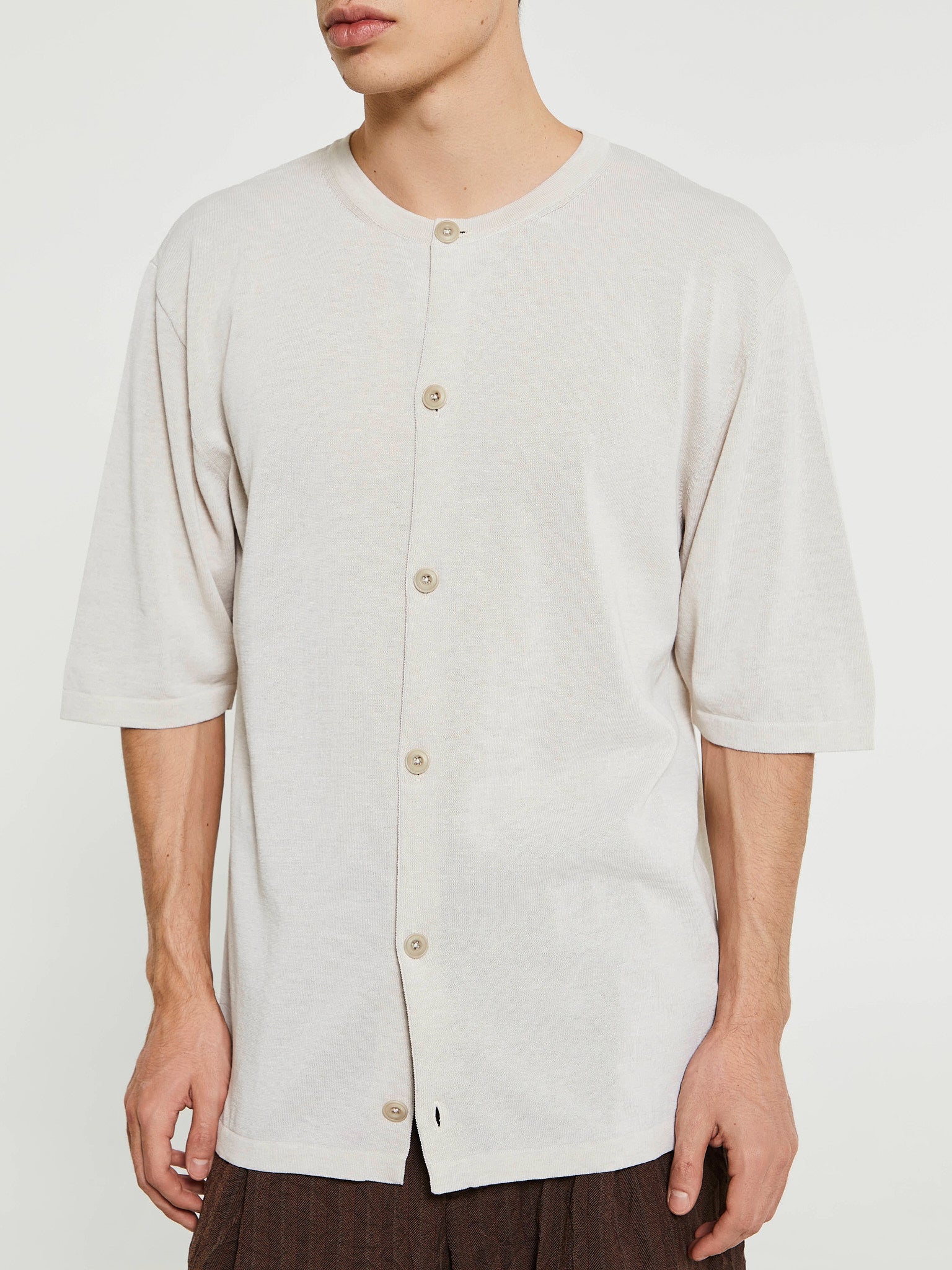 Lemaire - Short Sleeve Overshirt in Stone Beige Melange