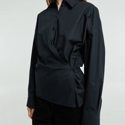 Lemaire - Straight Collar Twisted Shirt in Jet Black