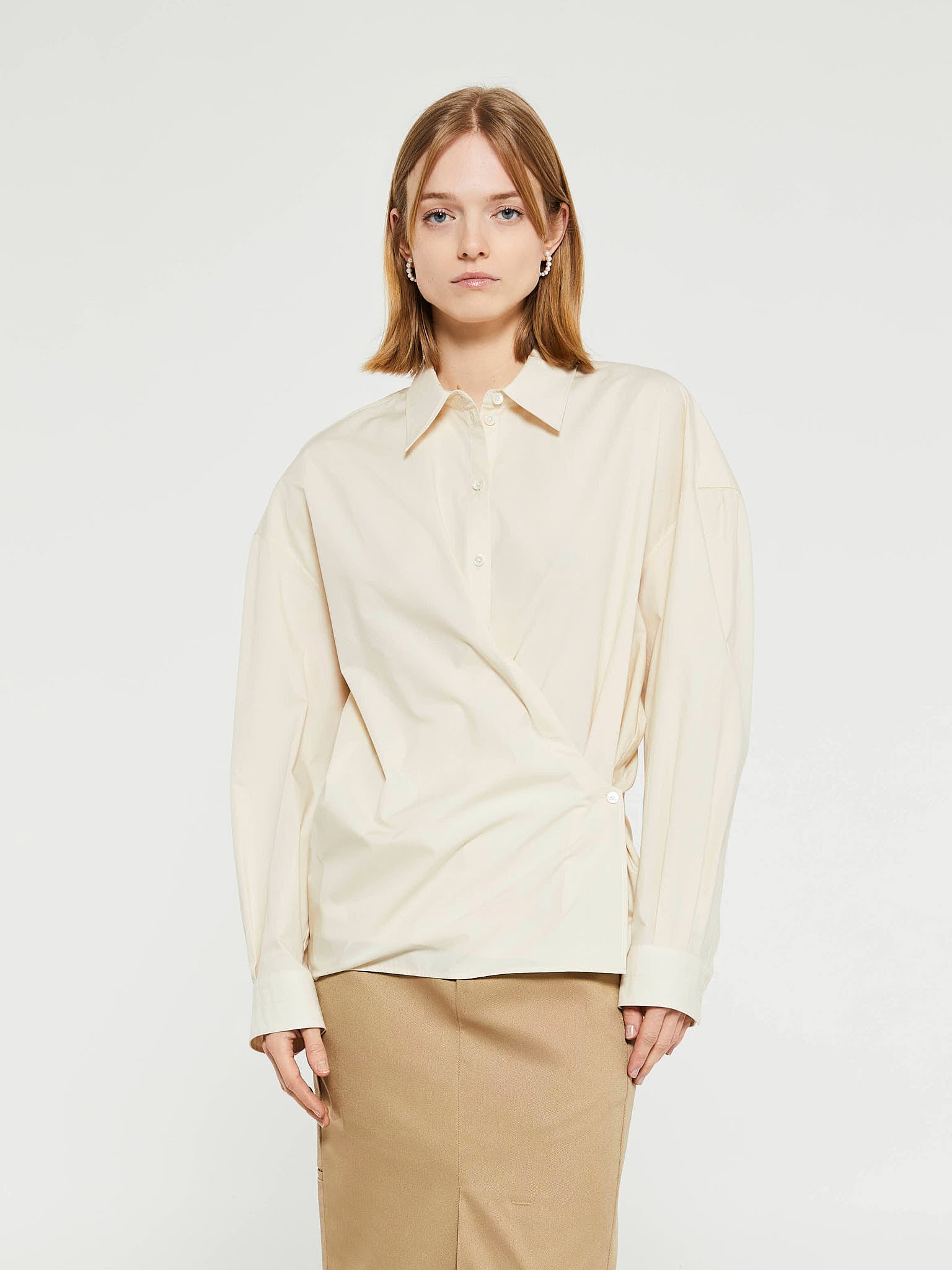 Lemaire - Straight Collar Twisted Shirt in Cream